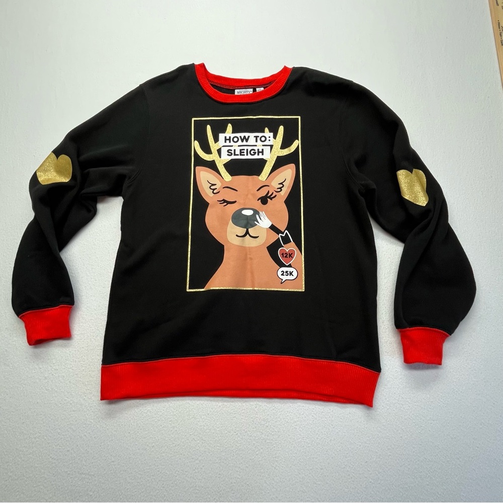 Mighty Fine How to Sleigh Sweater Medium Christmas Festive Holiday Ugly Sweater